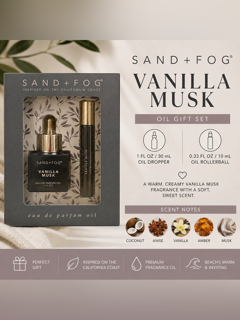 SAND+FOG Vanilla Musk Oil Set